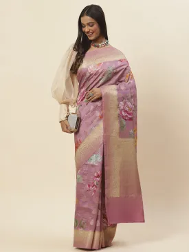 Digital Floral Printed Tussar Saree