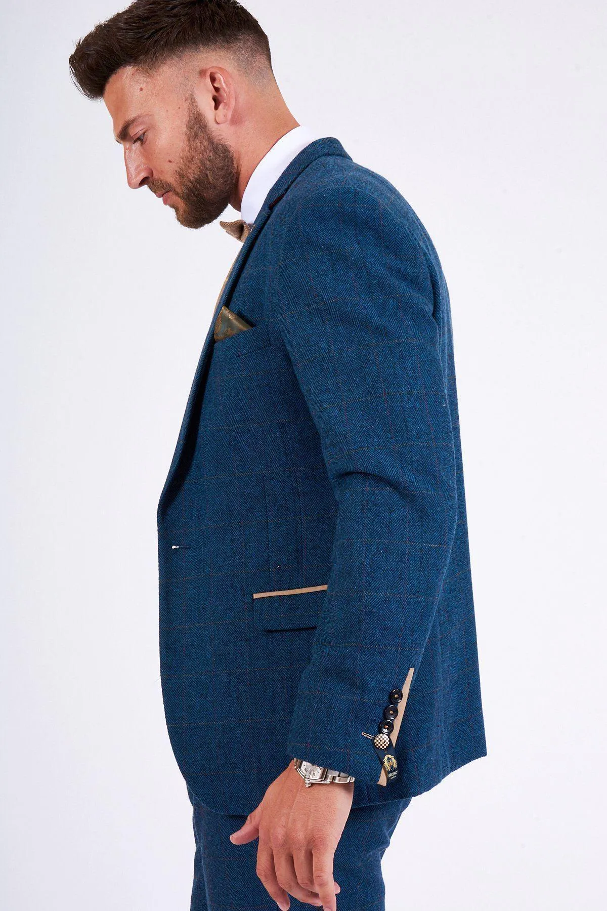 DION Blue Tweed Suit As Worn By Sam Johnstone