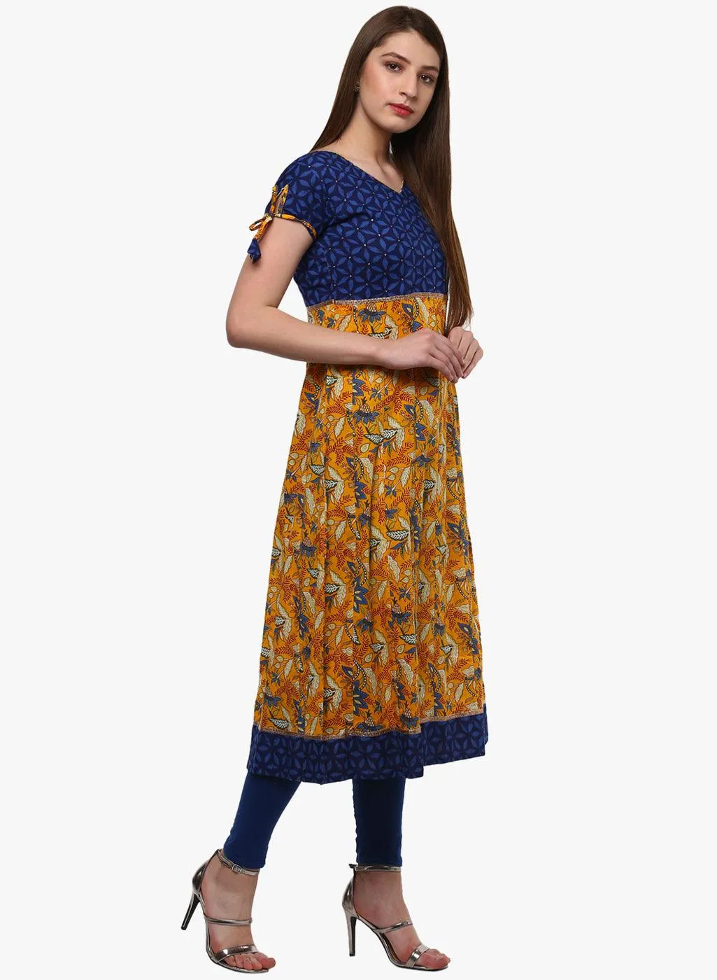 Divena Gorgeous Blue And Mustard Anarkali