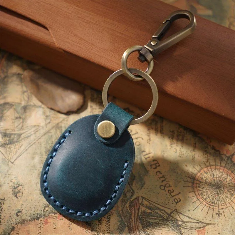 Emi Vintage Leather AirTag Keychain Case