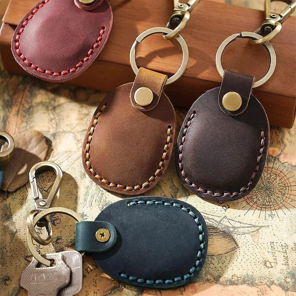 Emi Vintage Leather AirTag Keychain Case