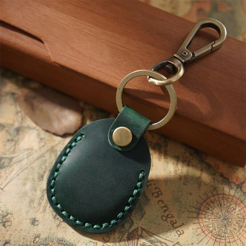 Emi Vintage Leather AirTag Keychain Case