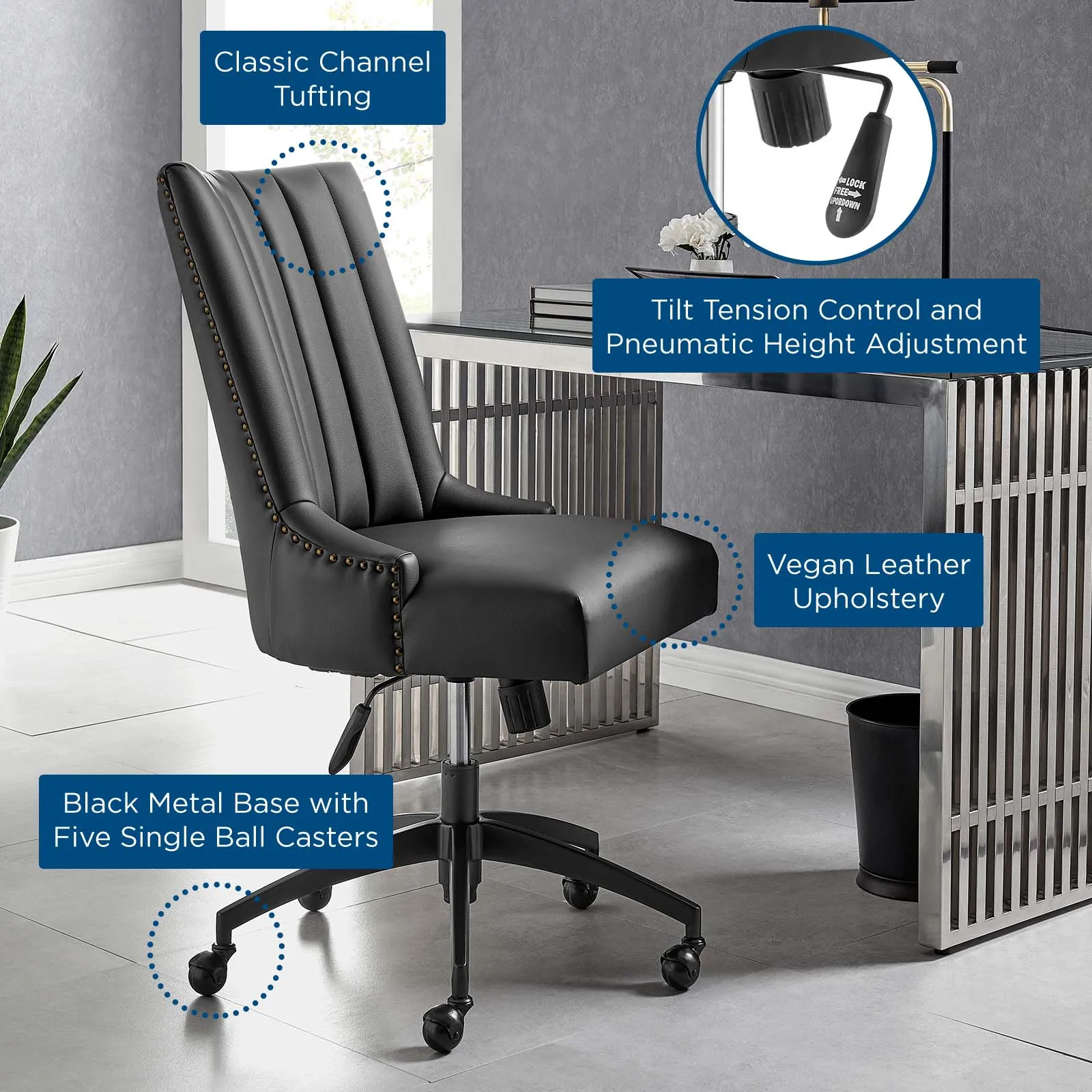 Empower Channel Tufted Vegan Leather Office Chair