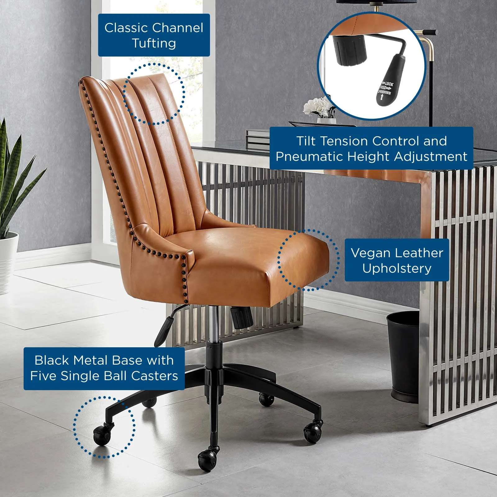 Empower Channel Tufted Vegan Leather Office Chair