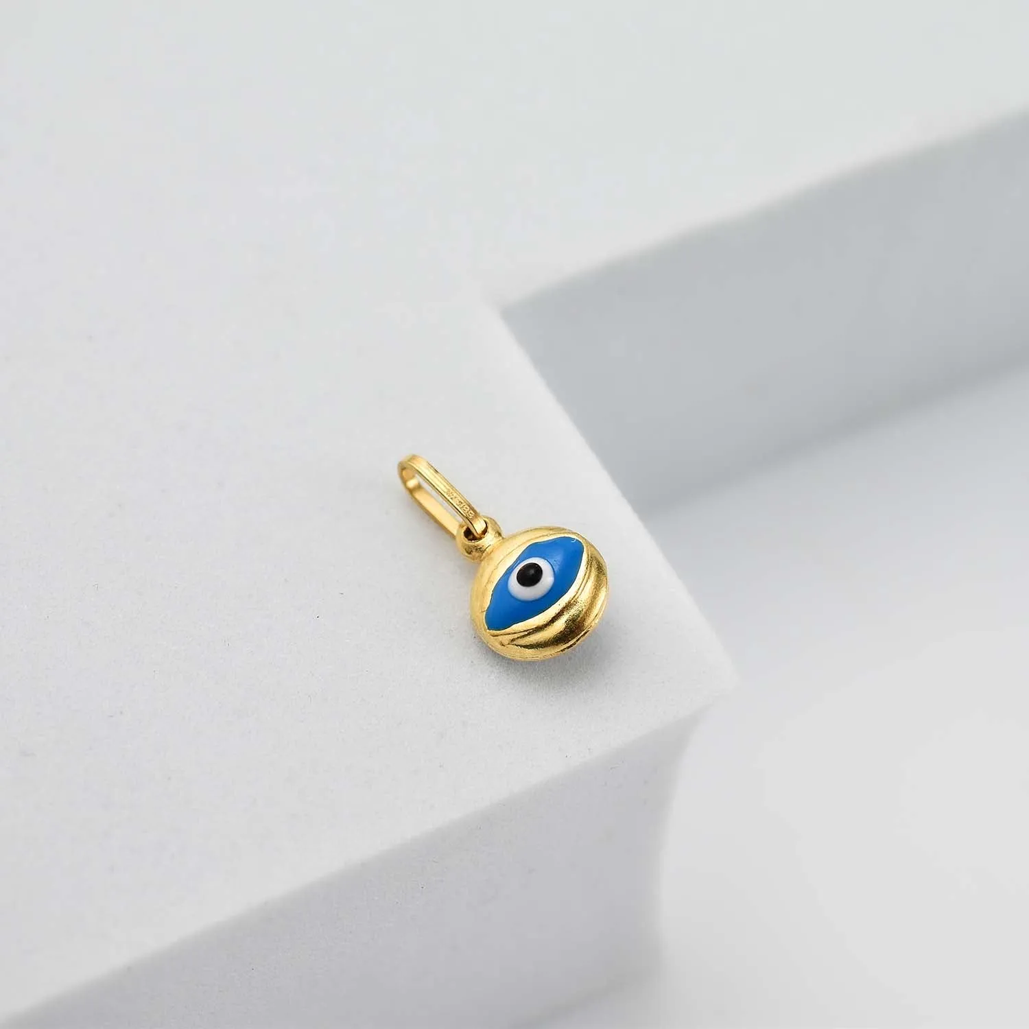 Enamelled Evil Eye Small Pendant in 9K Gold