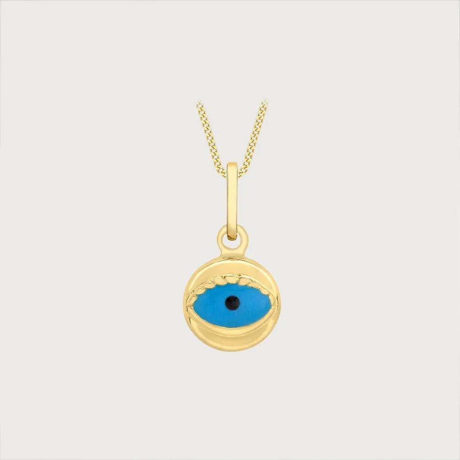 Enamelled Evil Eye Small Pendant in 9K Gold