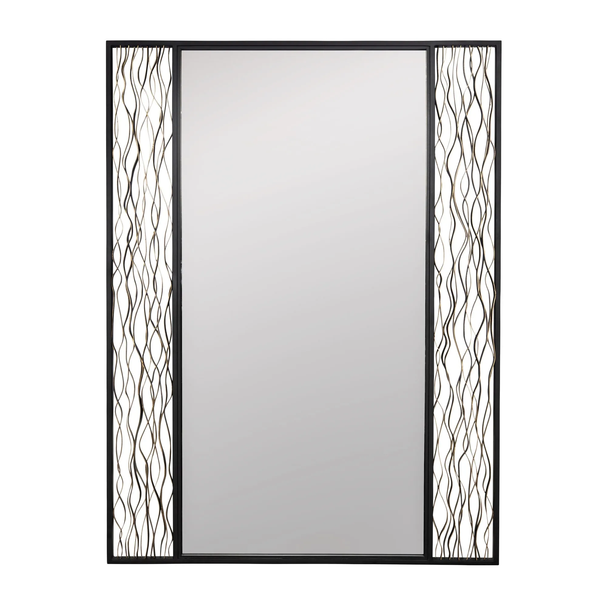 Estela 380MI30BMBFG 30-Inch Rectangular Mirror - Matte Black/French Gold