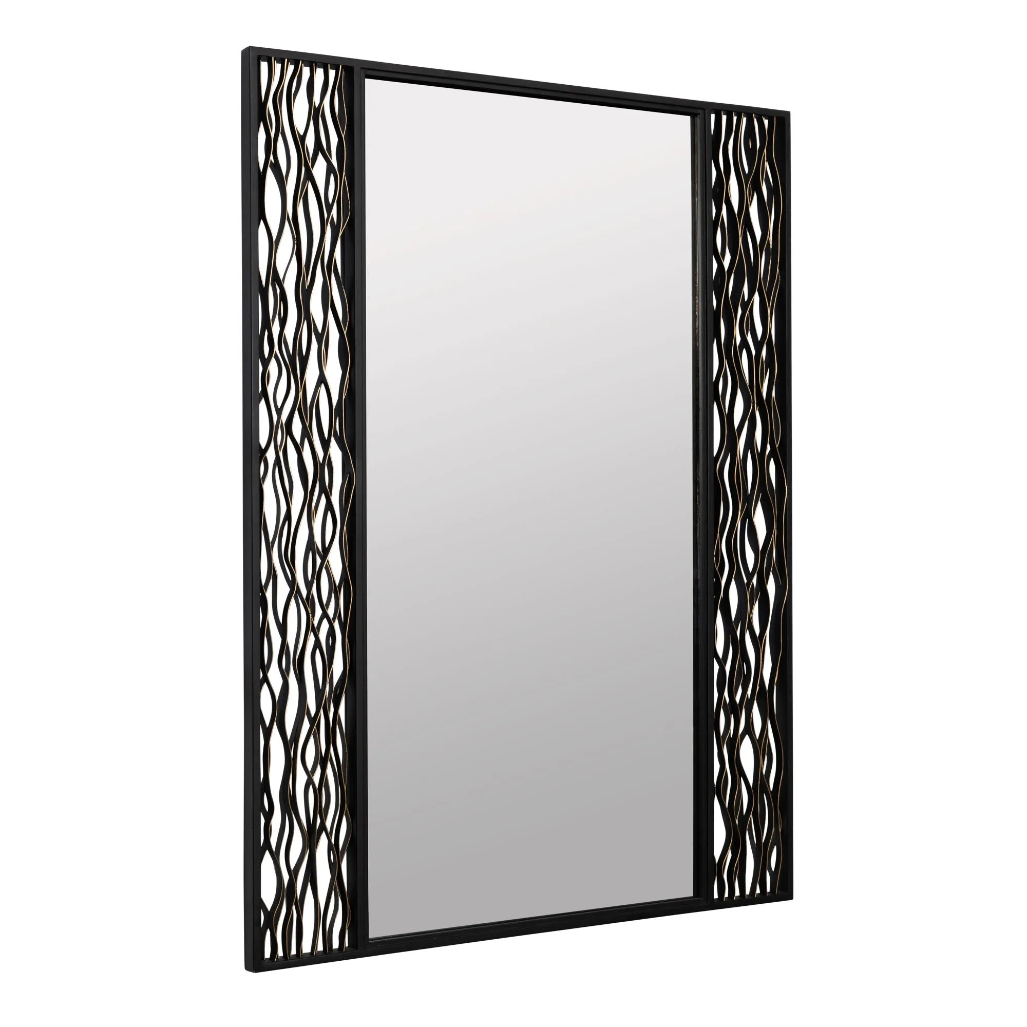 Estela 380MI30BMBFG 30-Inch Rectangular Mirror - Matte Black/French Gold