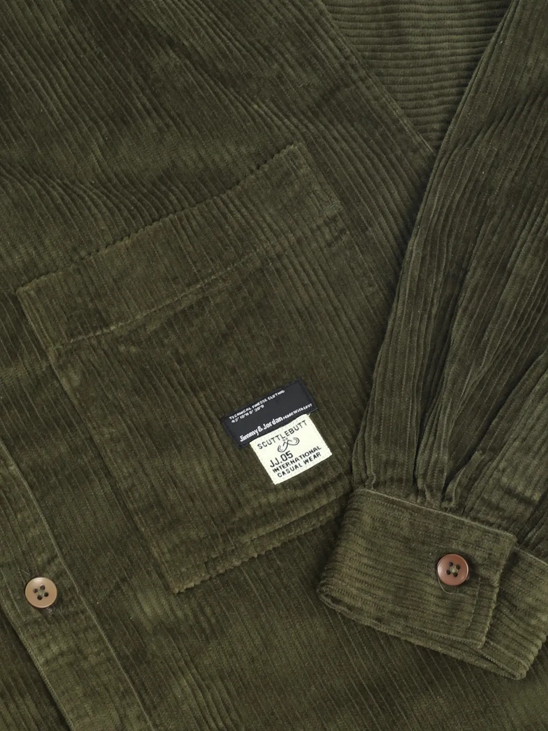 Fabric Corduroy Olive Full Sleeve Shirt