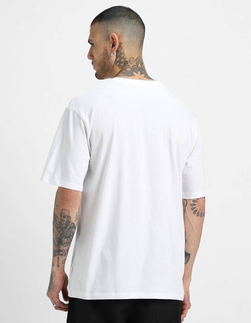 FIERCE White Oversized Front Graphic Prnted Tshirt