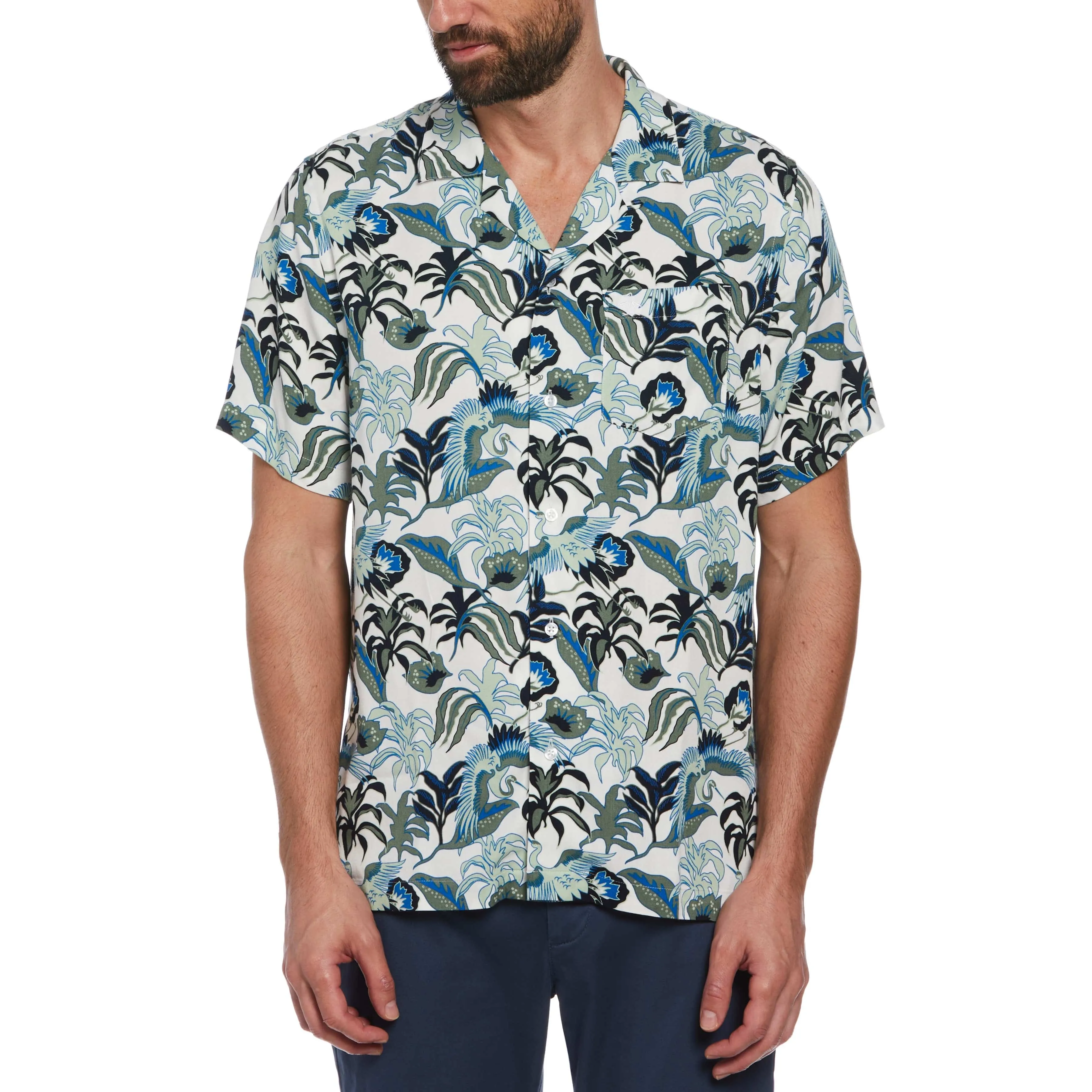 Floral Crane Print Shirt