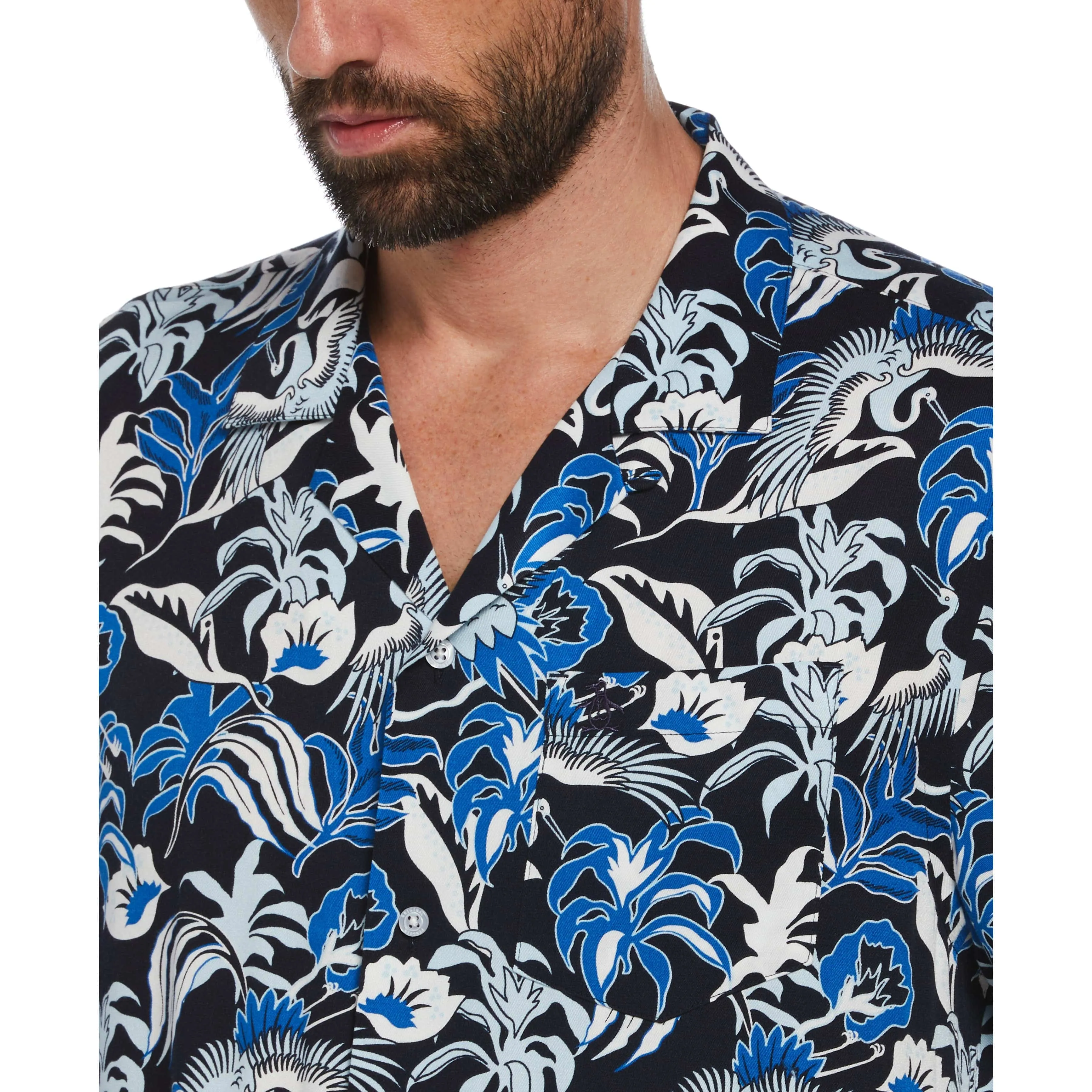 Floral Crane Print Shirt