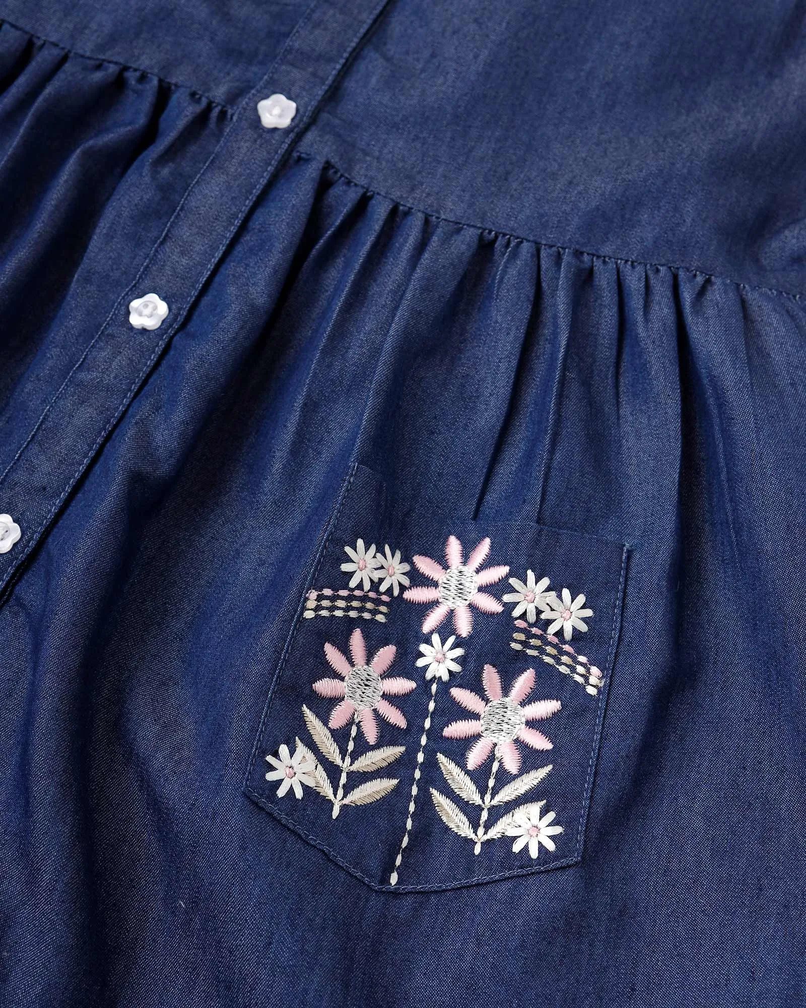 Floral Embroidered Denim Dress