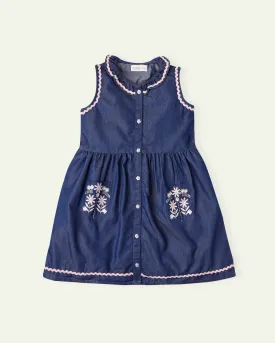 Floral Embroidered Denim Dress