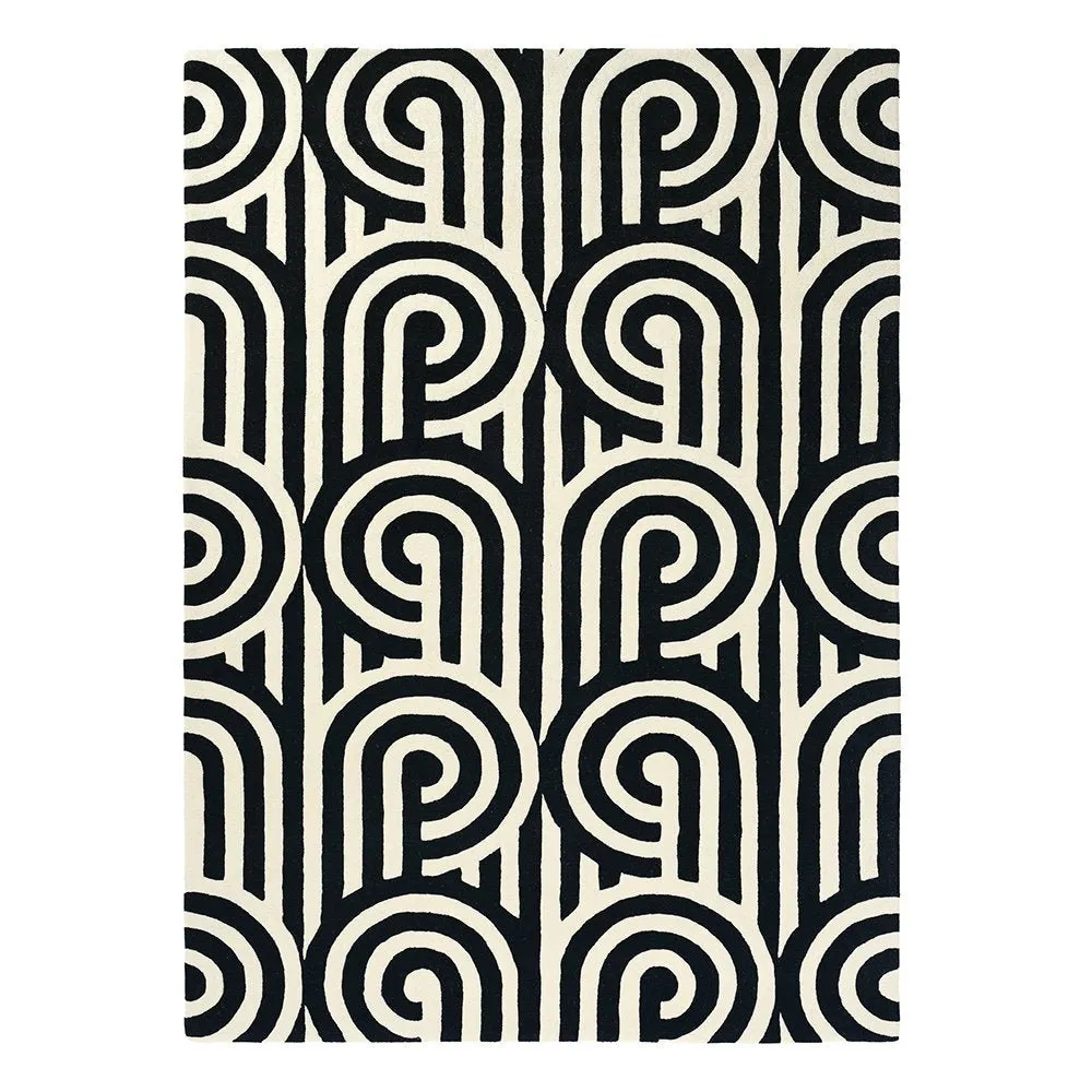 Florence Broadhurst Turnabouts Designer Rug - Black