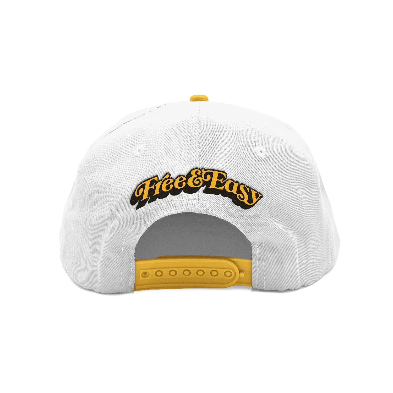 Free and Easy Be Happy Two Tone Short Brim Snapback Bone Yellow Flat Brim Hat