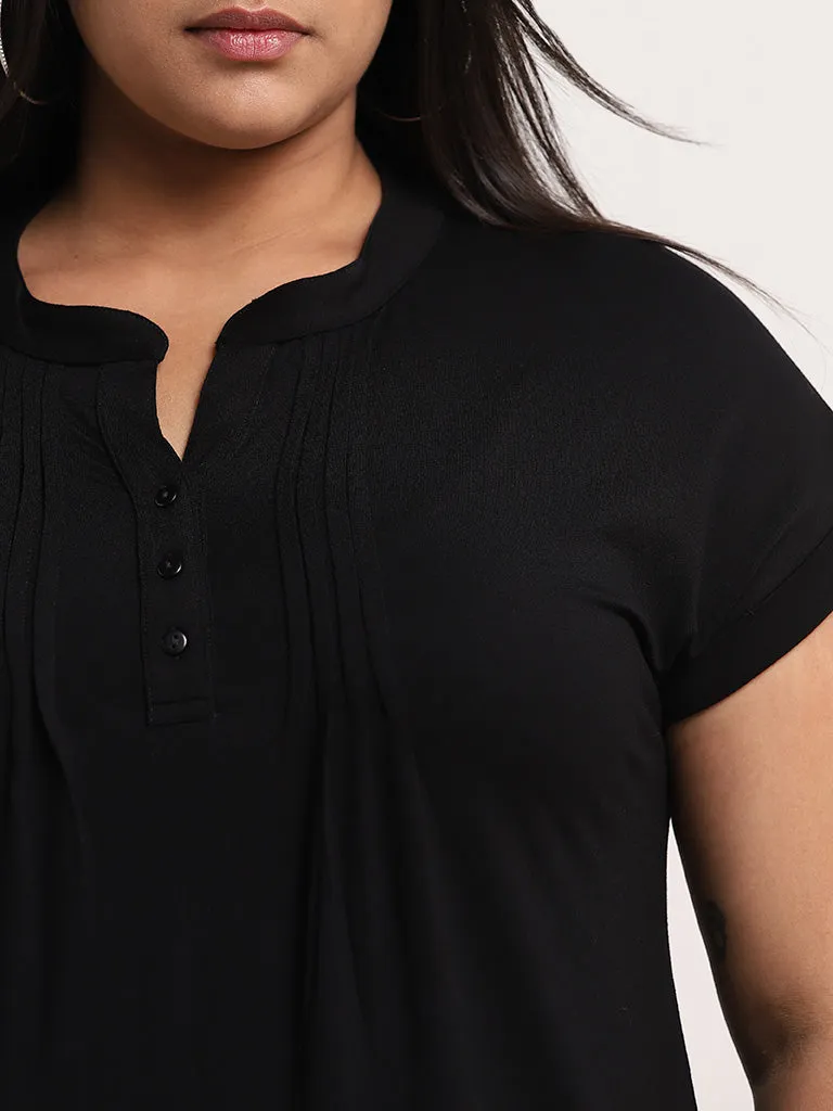 Gia Black Pintuck Detailed Top