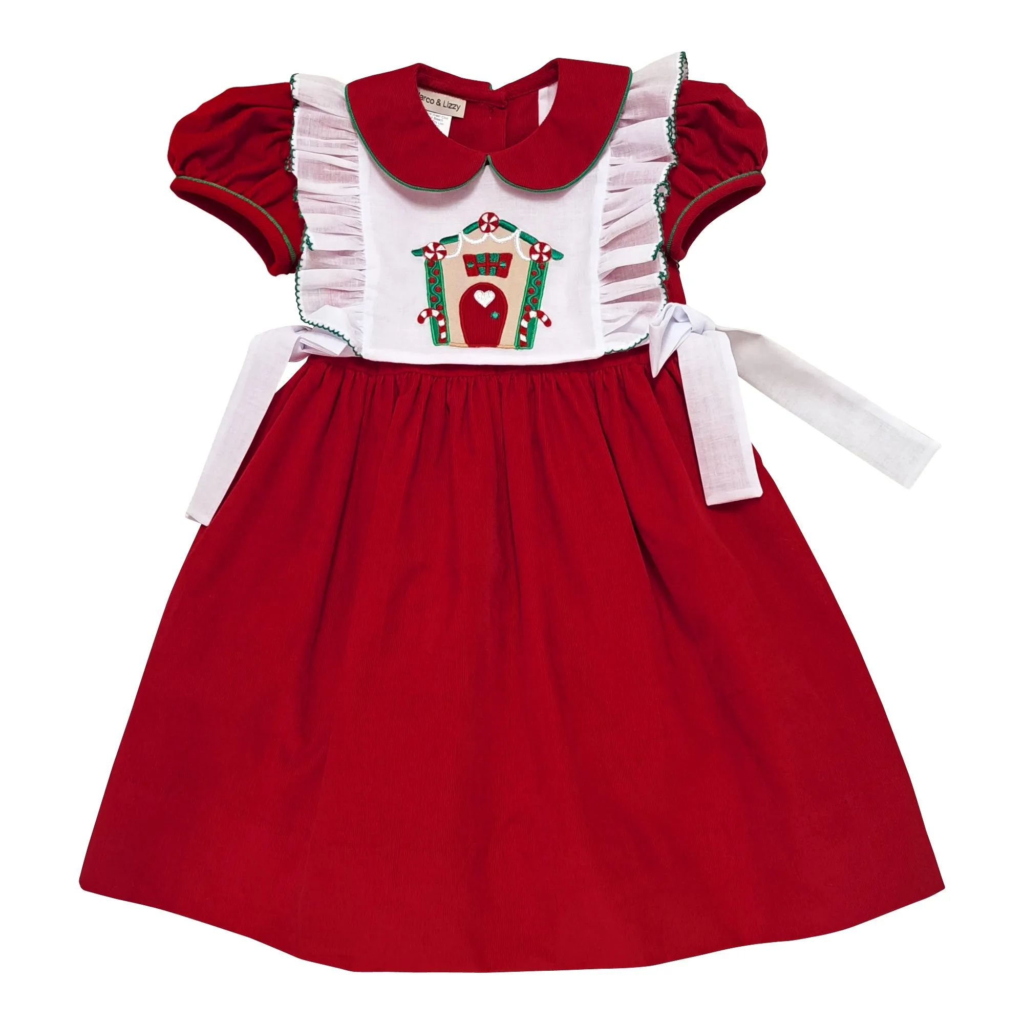 Girl's "Gingerbread" Ruffle Apron Christmas Dress