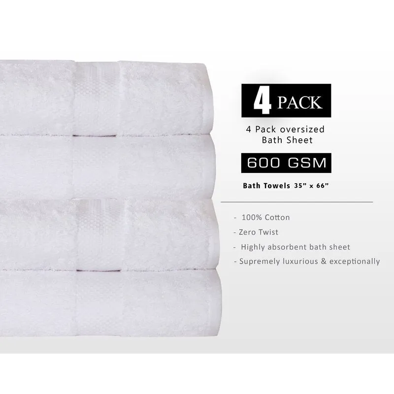 Halle 4 Piece 100% Cotton Bath Sheet Towel Set (Set of 4)