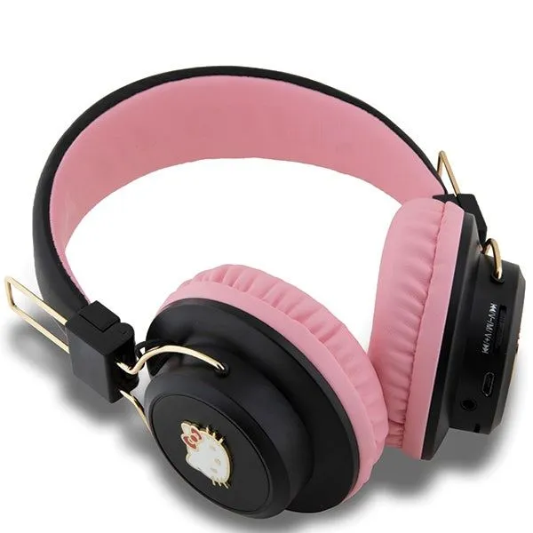 Hello Kitty Metal Logo Bluetooth Wireless Headphones Black/Pink - HKBH9KHLMP