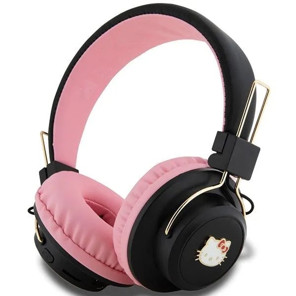 Hello Kitty Metal Logo Bluetooth Wireless Headphones Black/Pink - HKBH9KHLMP