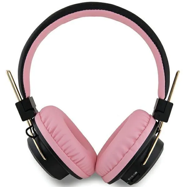 Hello Kitty Metal Logo Bluetooth Wireless Headphones Black/Pink - HKBH9KHLMP