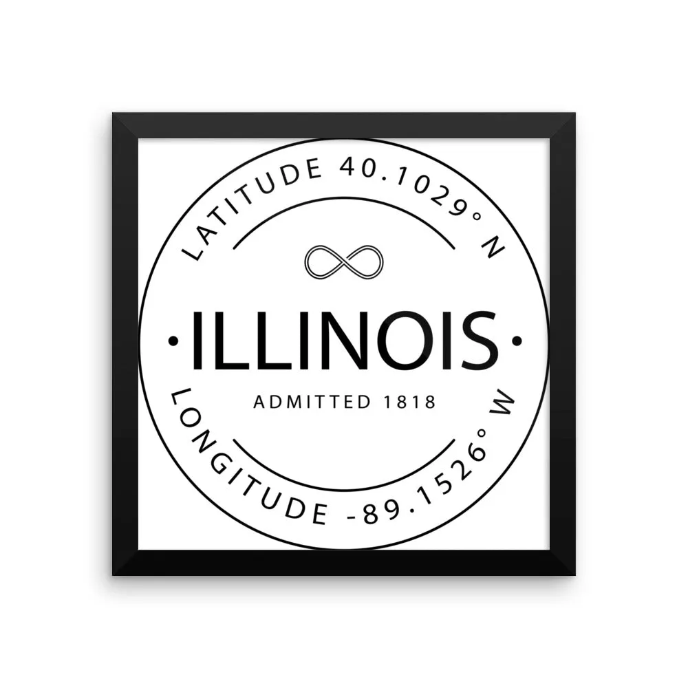 Illinois - Framed Print - Latitude & Longitude