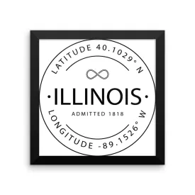 Illinois - Framed Print - Latitude & Longitude