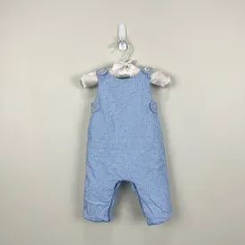 Jacadi Paris Quilted Blue Gingham Jumpsuit Overalls 3 Months