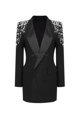 JÓIA BLACK EMBELLISHED BLAZER DRESS