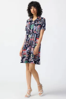 Joseph Ribkoff Midnight Blue/ Multi Coloured Dress Style 241209-3316