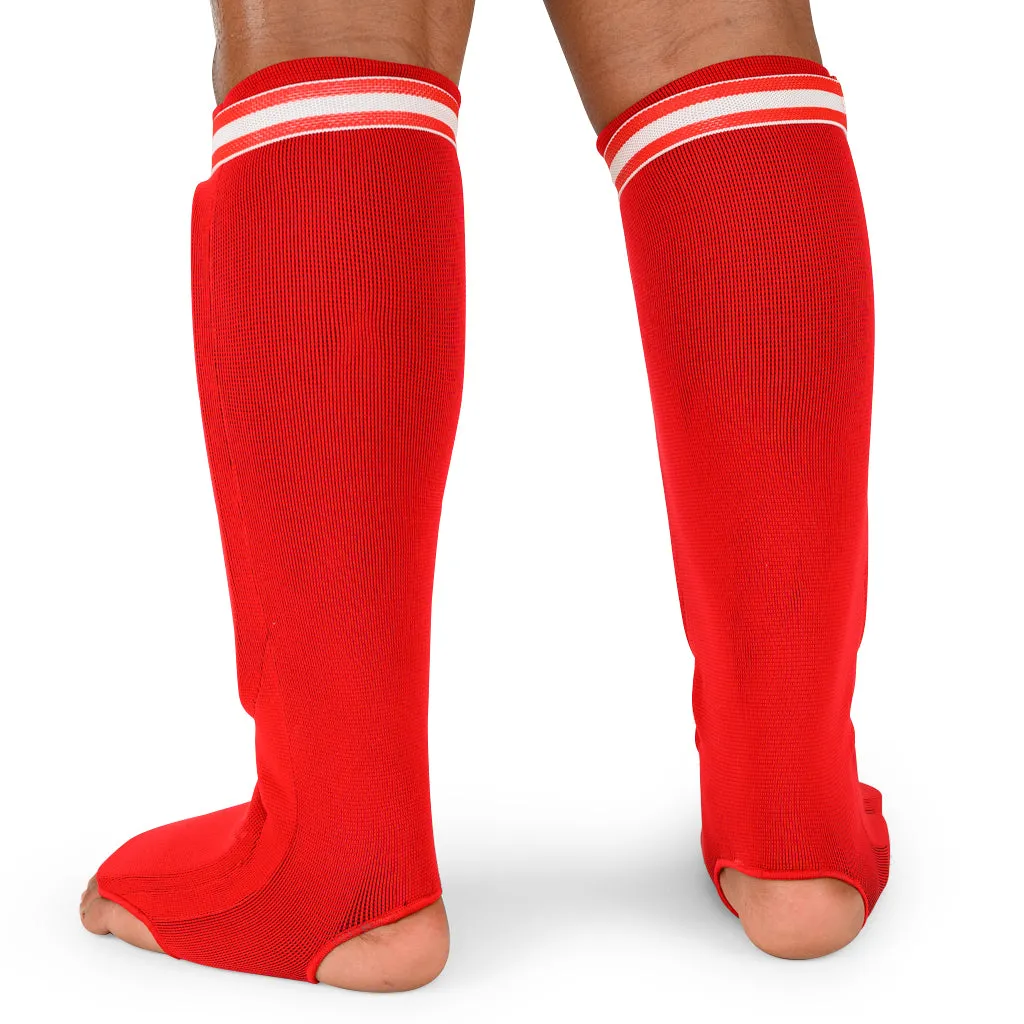 Kids Cotton Shin Guards Red