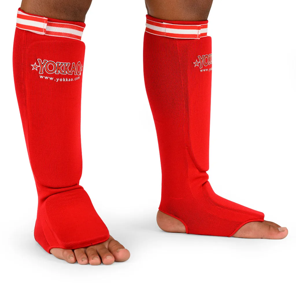 Kids Cotton Shin Guards Red