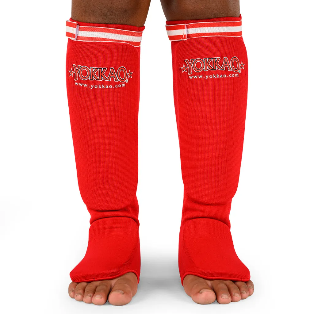 Kids Cotton Shin Guards Red