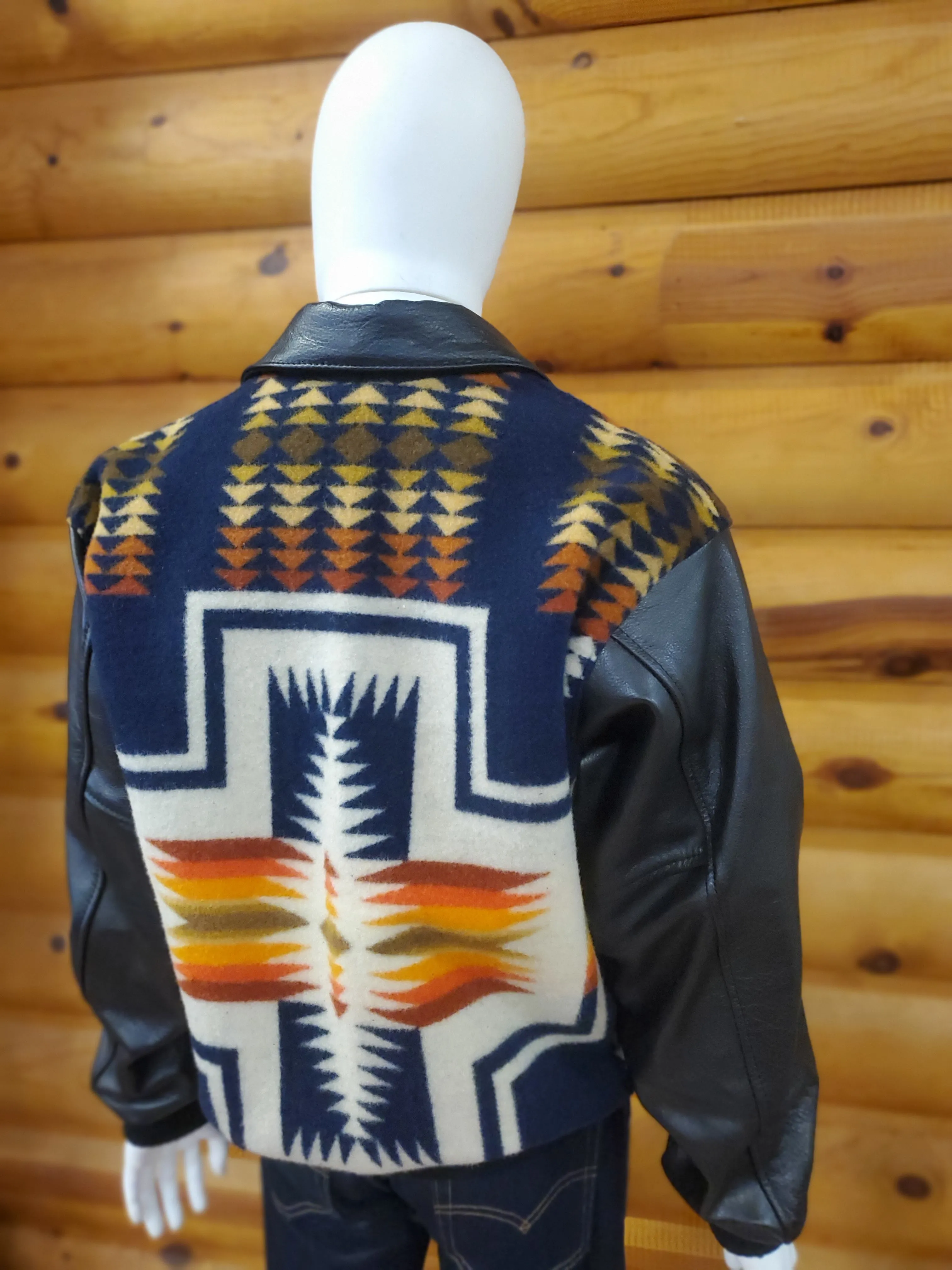 Kraffs Leather Bomber Jacket, Harding Navy