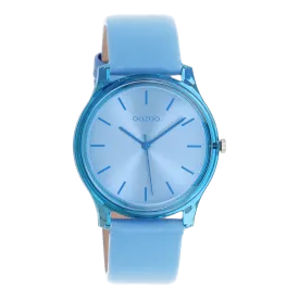 Light blue OOZOO watch with light blue leather strap - C11140