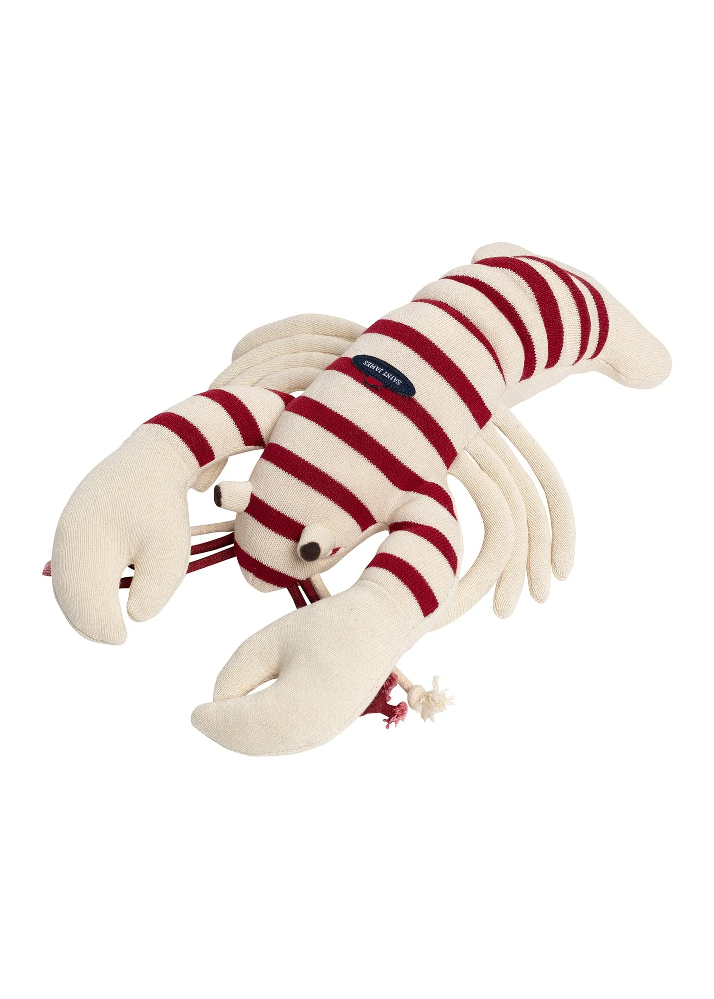 Lobster soft toy - in striped cotton (ECRU/PERSAN)