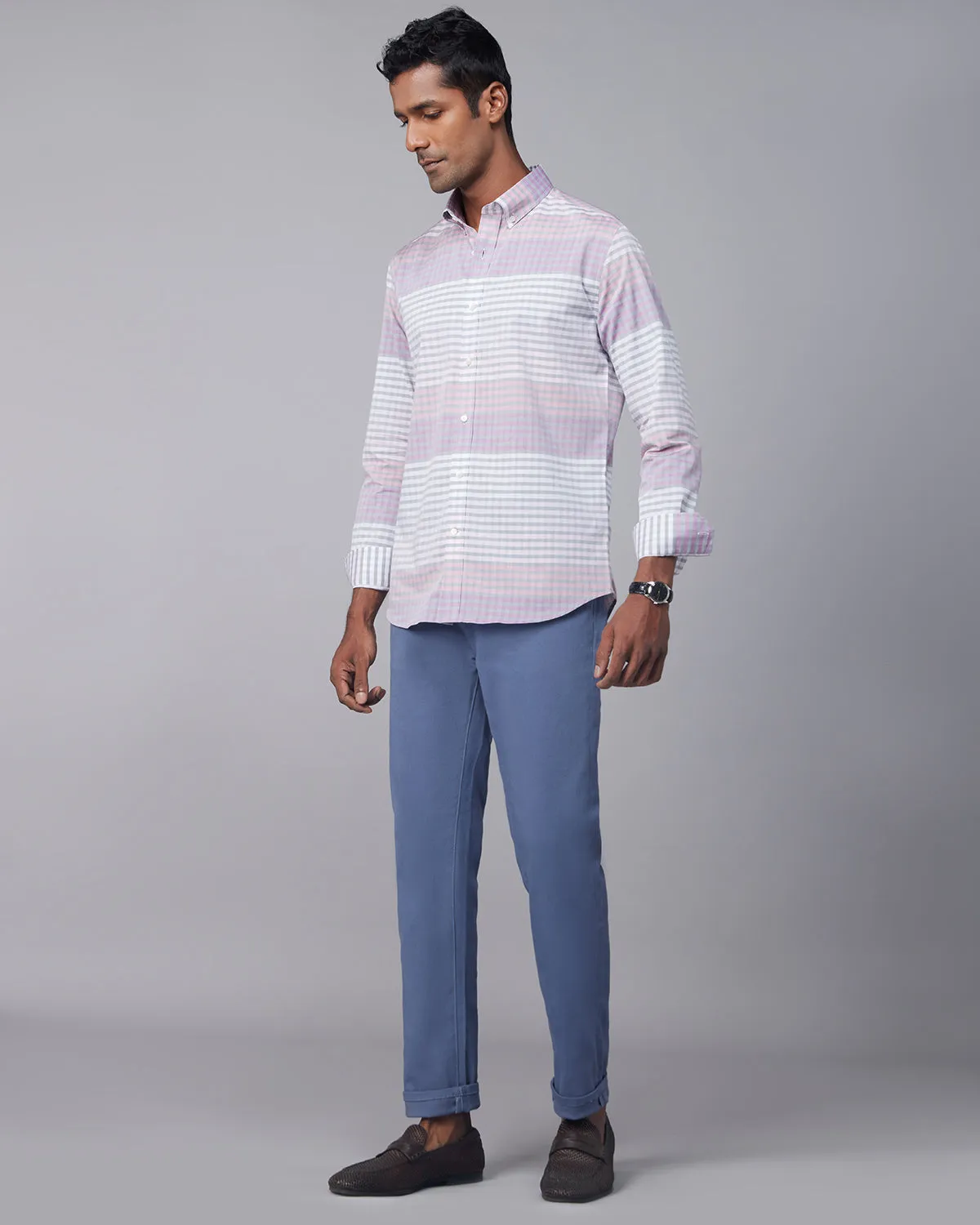 Madras Checked Shirt - Pink & Grey