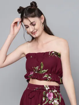 Maroon Floral Tube Top