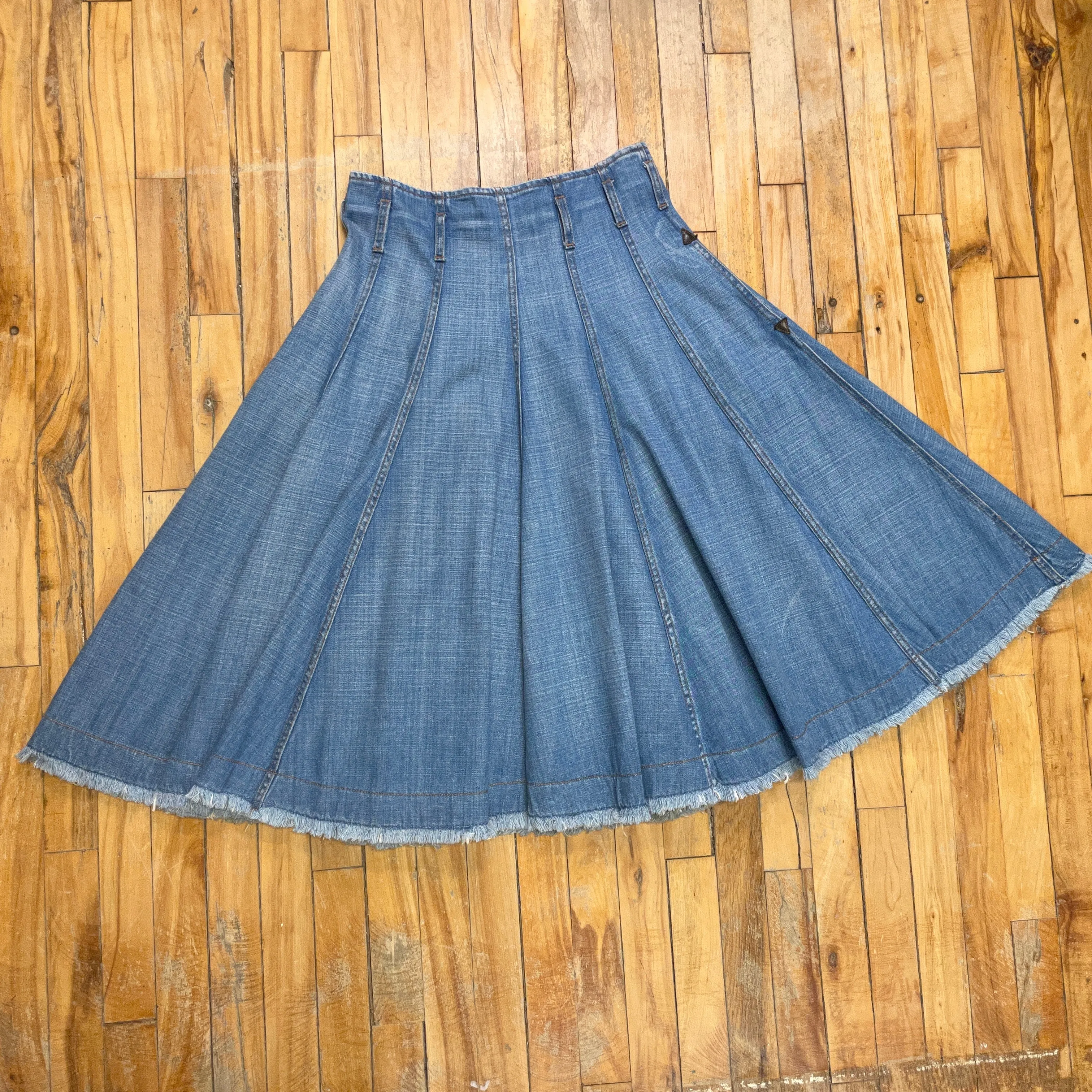 McQ by Alexander McQueen Vintage Designer Denim Paneled Skirt Made in Italy Size 31"