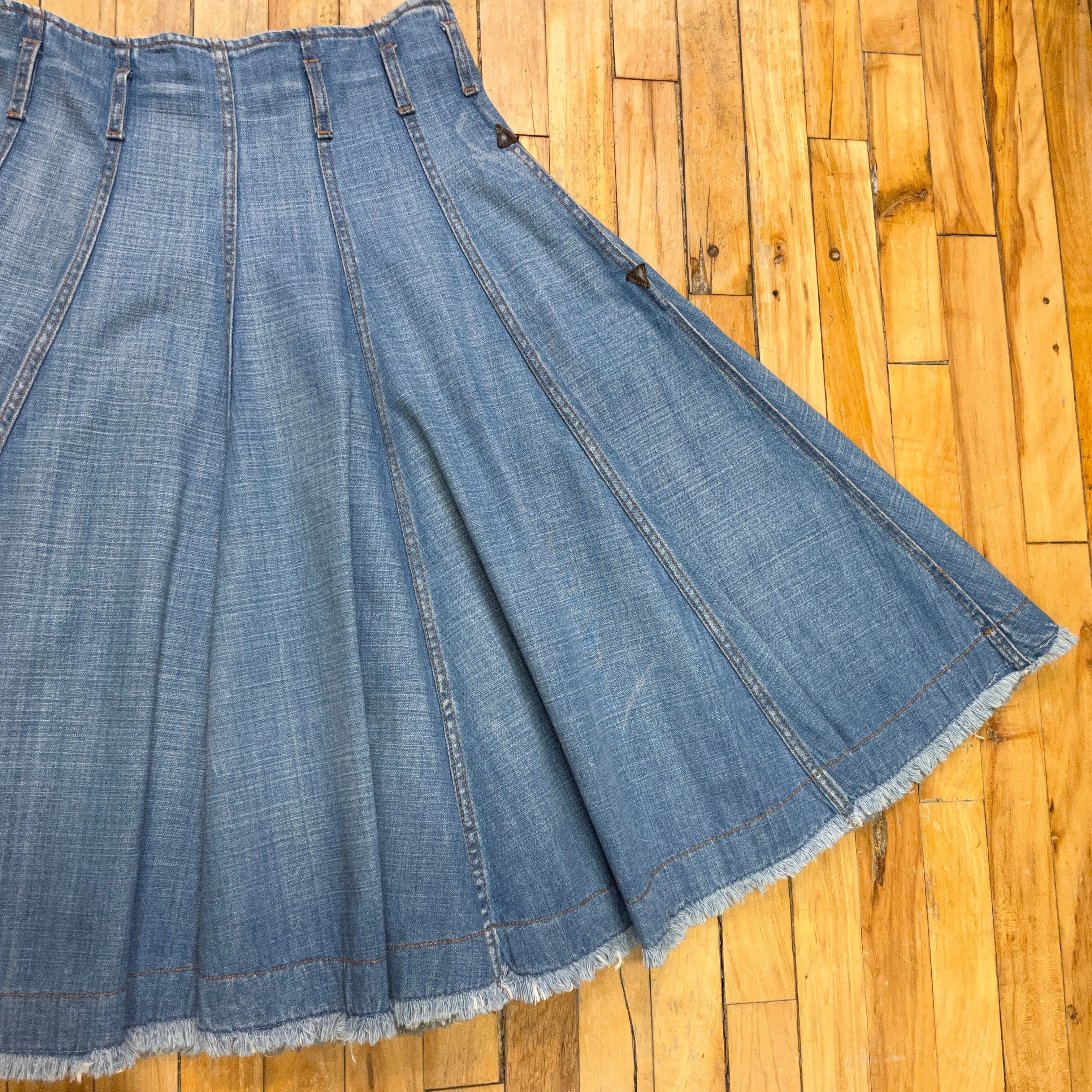 McQ by Alexander McQueen Vintage Designer Denim Paneled Skirt Made in Italy Size 31"