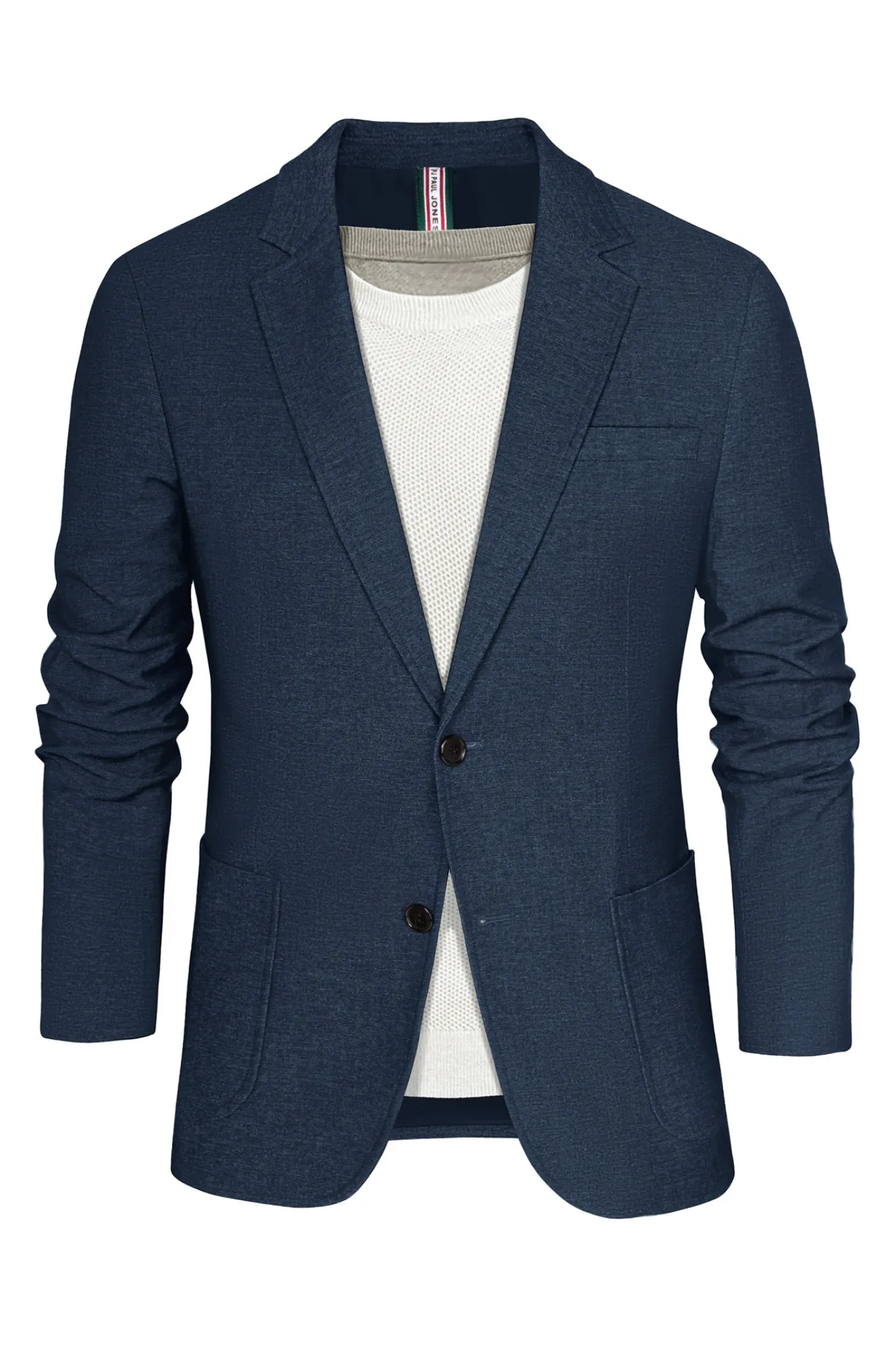 Men Two-Button Blazer Coat Long Sleeve Notch Lapel Back Slit Suit Coat