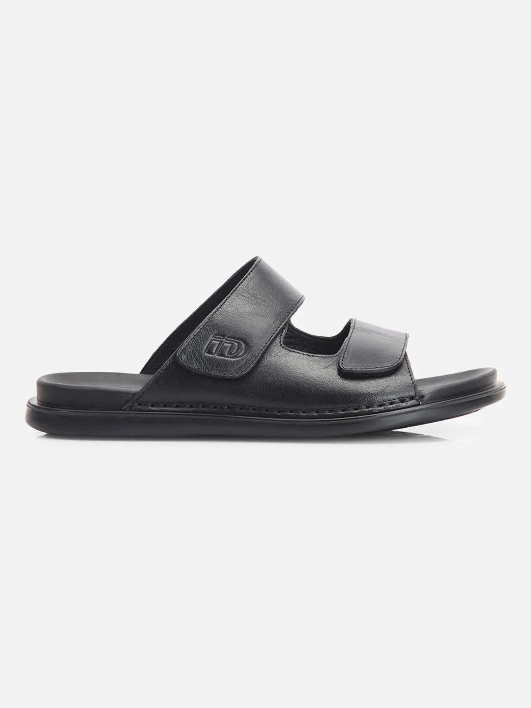 Men's Black Leather Casual Slip On Sandal (ID4211)