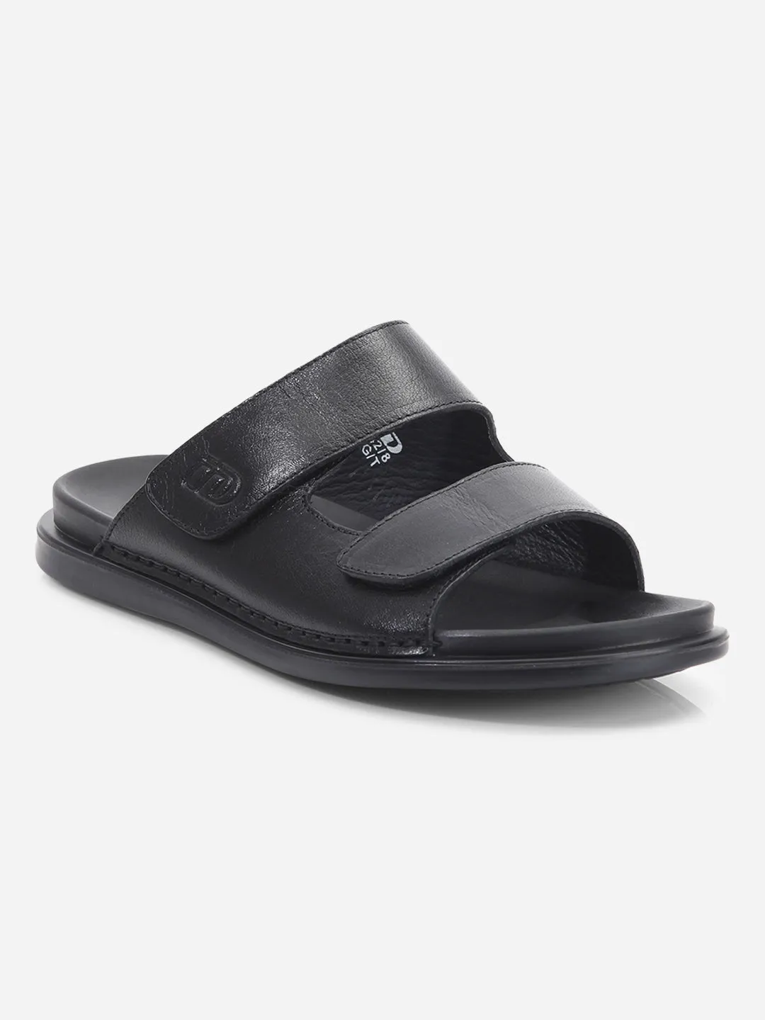 Men's Black Leather Casual Slip On Sandal (ID4211)