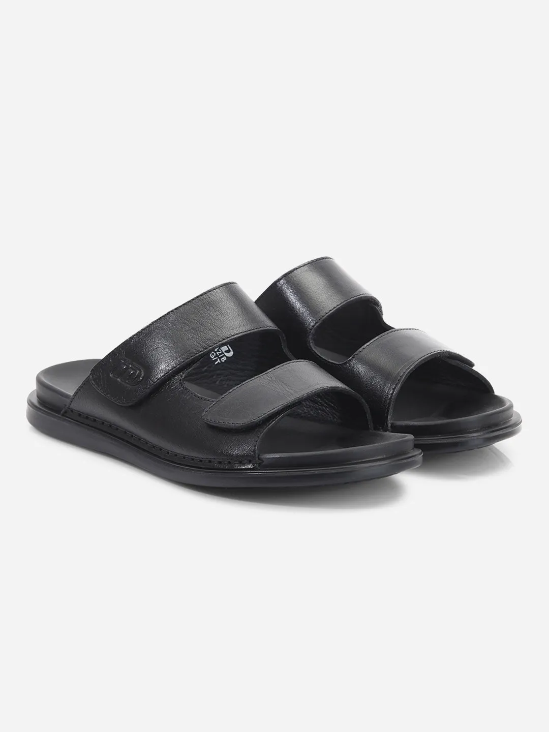 Men's Black Leather Casual Slip On Sandal (ID4211)