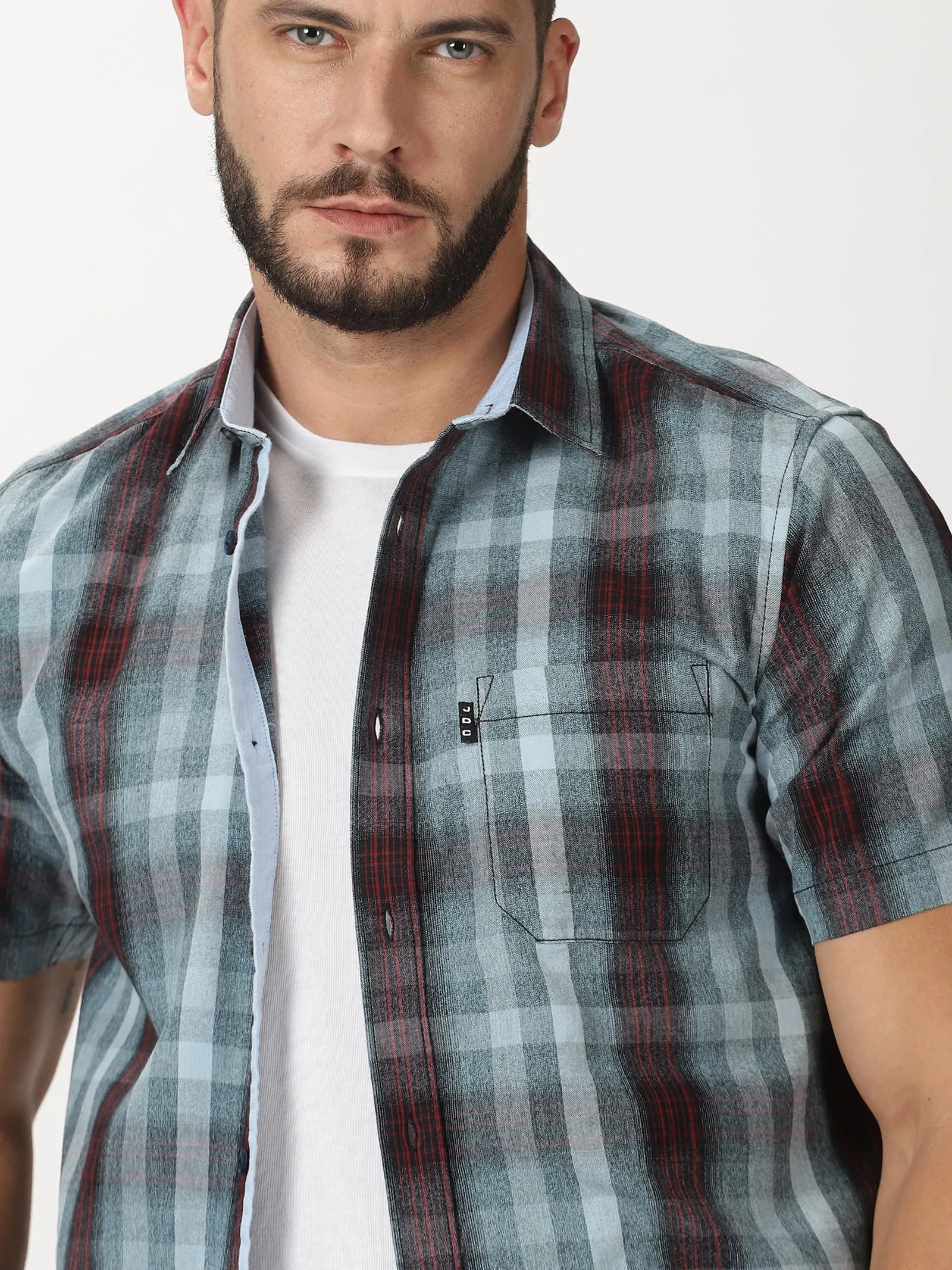 MEN'S BLUE CHECKS SLIM FIT SHIRT