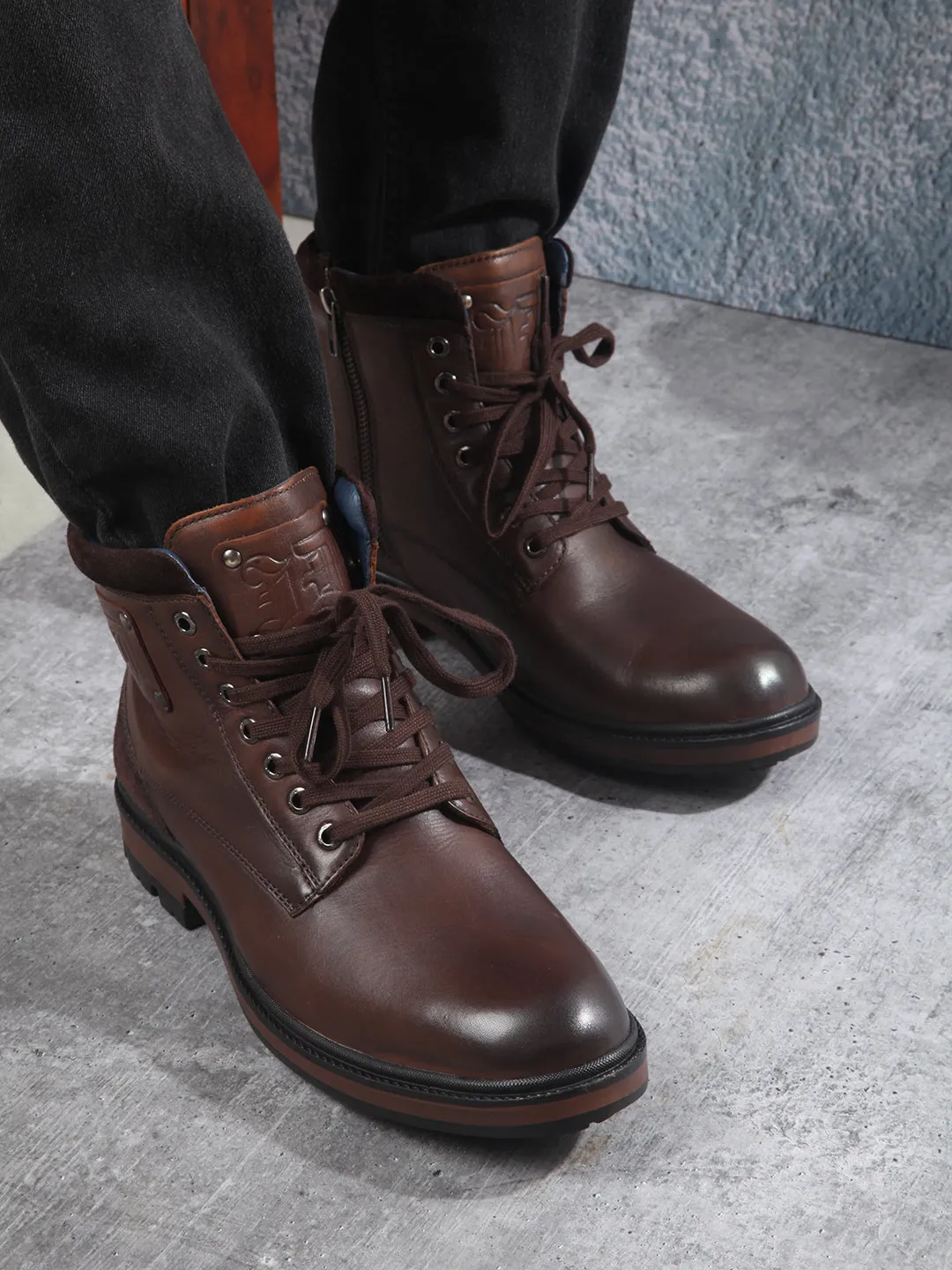 Men's Brown Round Toe Casual Lace Up Boot (ID1155 )