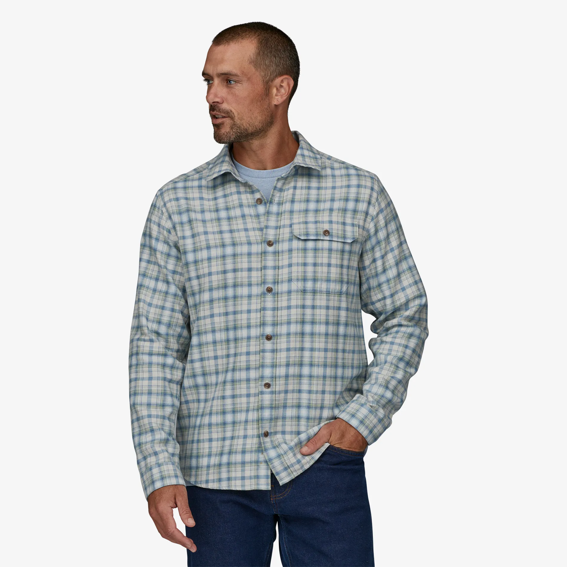 Men's Long-Sleeved Cotton in Conversion Lightweight Fjord Flannel Shirt