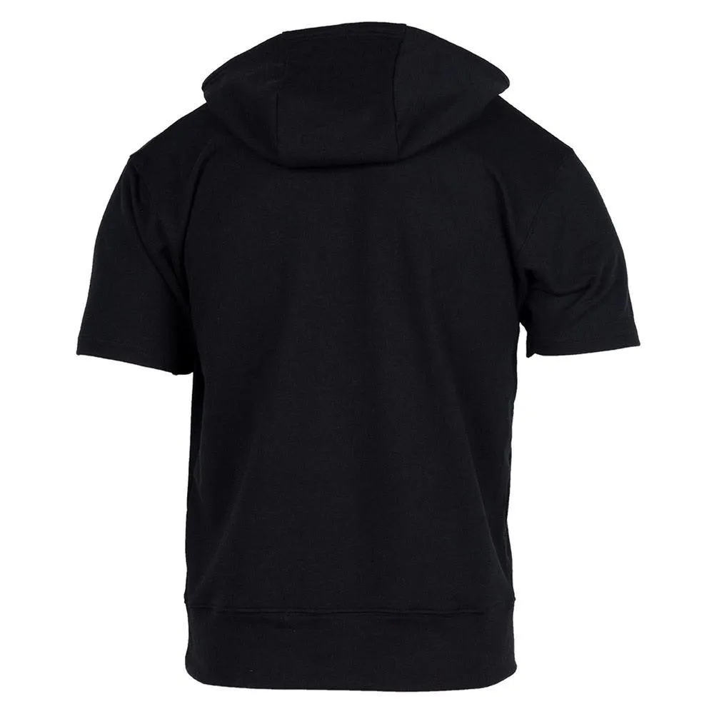 Men's Name Tape Short Sleeve Hoodie - Black