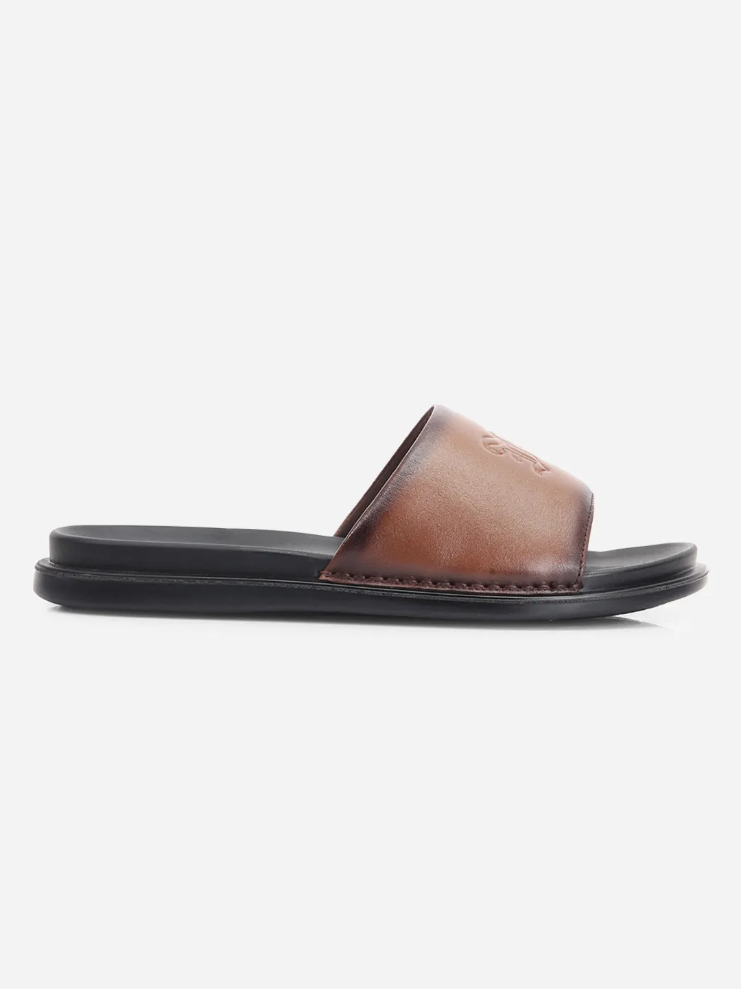 Men's Tan Leather Casual Slides (ID4210)